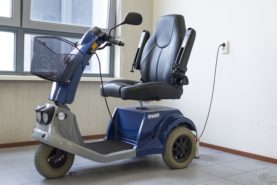 Mobility scooter being charged